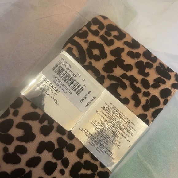 Rare! NWT! Bebe Leopard Garter Sheer Tights Size M/L Made In Italy - Picture 5 of 7